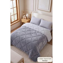 Formeya Çift Kişilik Lüx Gri Wellsoft Yorgan Çift Taraflı 195x215 cm (2 adet Yastık Kılıflı)