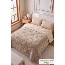 Formeya Çift Kişilik Lüx Bej Wellsoft Yorgan Çift Taraflı 195x215 cm (2 adet Yastık Kılıflı)