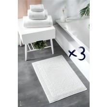 Formeya 3'lü Ayak İzli Bukle Ayak Havlusu Seti 250 gram Modern Pamuklu 50 x 70 cm Hızlı Kuruma