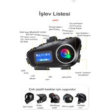 Beruflic Q58-MAX Radyolu 2 Kişi Bağlantılı Bluetooth Kask Kulaklık Ekranlı Fenerli Müzik ve Telsiz Intercom