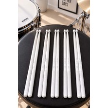 Midex GFK-901WH-5X Pro 5A Profesyonel Kırılmaz Baget Fiber Karbon Drumsticks Beyaz Bateri Bageti (5 Çift)