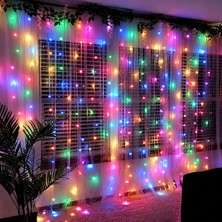 CoverZone Rgb LED Perde Işık 3 Metre USB Kumandalı 10 Sarkıt Bakır Telli Dekoratif Aydınlatma, Perde Asma Aparatlı, Uzaktan Kumandalı, USB Girişli MZ350