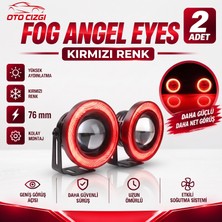 OtoÇizgi Universal Mercekli LED Angel Sis Farı, 76MM Kırmızı Renk