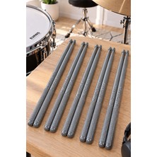 Midex GFK-901GRY-5X Pro 5A Profesyonel Kırılmaz Baget Fiber Karbon Drumsticks Gri Bateri Bageti (5 Çift)