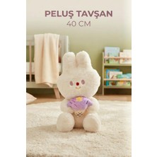 Farbu Oyuncak Sevimli Yumuşak Dondurmalı Peluş Tavşan 40 cm Hayal Gücü Gelişimi Destekleyen Oyun ve Uyku Arkadaşı