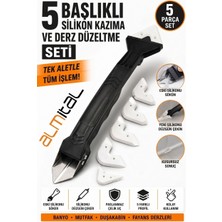 ALMITAL Hakkutsu 5 Başlıklı Silikon Kazıma - Derz Düzeltme Seti Paslanmaz Çelik Uçlu Silikon Sökme Aparatı