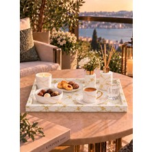 Betonmall Mermer Desenli Beton Keyif Tepsisi Lüks Kahve Ikramlık Sunum Tepsisi 15X25 cm