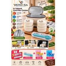 Veroksa 4’lü 5 Parça Termal Yemek Kabı Seti – Çelik Iç Hazneli Lunch Box – Isı Yalıtımlı Taşıma Çantalı – Çatal Kaşık Bıçak Seti + 2 Bricks Yapı Blok Seti Hediyeli