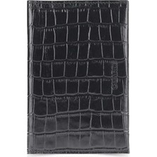 Guard Croco Baskılı Siyah Pasaport Kılıfı