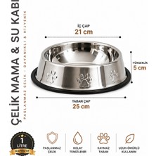 Aydogan's Dy Köpekler Için Pati Desenli Çelik  Su Kabı 25 cm - 32 Oz - 1 Lt