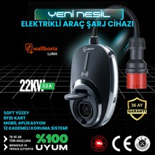 Wallboxia Luma - 22 kW Elektrikli Araç Taşınabilir Şarj Cihazı - Type 2 32A 3 Faz 36 Ay Garanti -Parlak Krom