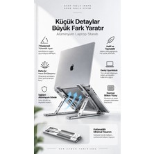 Metaforce Alüminyum Katlanabilir Laptop Standı – 7 Kademeli Yükseklik Ayarlı Dizüstü Bilgisayar & Tablet Tutucu