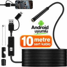 BRAVİON 10 Metre Sert Kablolu Android Uyumlu Endoskop Kamera – IP67 Su Geçirmez, 6 LED – Motor, Boru, Tesisat ve Klima Kontrolü