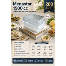 Megastar 1500 gr Yüksek Kapaklı Sızdırmaz Kase 200'LÜ – Kapaklı Büyük Boy Gıda Kabı