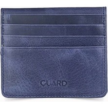 Guard Antik Lacivert Patlı Tasarım Deri Kartlık