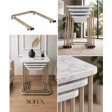 Sofex 4 Lü Tekerlekli Zigon Sehpa ( Cappucino Carrara )