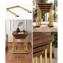 Sofex 4 Lü Tekerlekli Zigon Sehpa ( Gold Barok Ceviz )