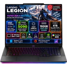 Lenovo Legion 9 18IAX10 Intel Core Ultra 9 275HX 192GB 4TB SSD RTX 5090 24GB (175W) 18" WQUXGA (3840X2400) IPS 240Hz / 440Hz Windows 11 Pro Taşınabilir Bilgisayar 83EY008NTR