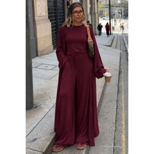 Madmext Bordo 3'lü Penye Salaş Kadın Takım MG2906