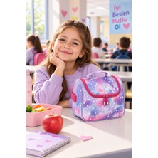 Dodomar Minik Kalp Temalı Termal Isı Yalıtımlı Beslenme Çantası Çocuk Okul Lila Pembe 24X22X14 cm