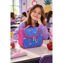 Dodomar Flamingo Ananas Beslenme Çantası Çocuk Okul Yemek Çantası Günlük Kullanım Mor Pembe 24X22X14 cm