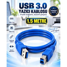 USB 3.0 A Erkek - B Erkek Yazıcı Tarayıcı Kablosu Super Speed Veri Aktarım Kablosu 1.5 Metre