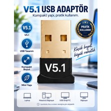 Bluetooth 5.1 USB Adaptör Pc Laptop Için Mini Kablosuz Bağlantı Dongle