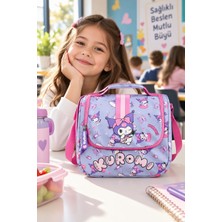 Dodomar Kuromi Lila Termoslu Beslenme Çantası Çocuk Okul Yemek Çantası Günlük Kullanım 24X22X14 cm