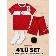 The Raven Türkiye Temalı Premium Çocuk Futbol Forması 4'lü Set Forma Şort Çorap Bileklik