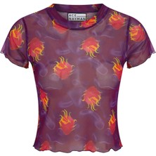 Ace Nayman Çok Renkli Kadın Baskılı T-Shirt 301105