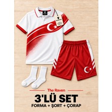 The Raven Türkiye Temalı Premium Çocuk Futbol Forması 3'lü Set Forma Şort Çorap