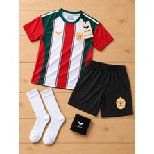 The Raven Yeni Sezon Özel Tasarım Kırmızı Çocuk Futbol Forması Forması 4'lü Set Forma Şort Çorap Bileklik