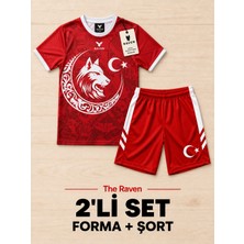 The Raven Türkiye Temalı Premium Çocuk Futbol Forması 2'li Set Forma Şort