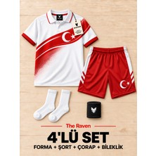 The Raven Türkiye Temalı Premium Çocuk Futbol Forması 4'lü Set Forma Şort Çorap Bileklik