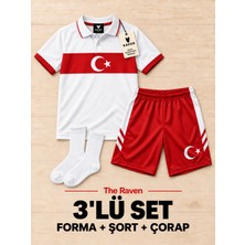 The Raven Türkiye Temalı Premium Çocuk Futbol Forması 3'lü Set Forma Şort Çorap