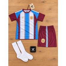 The Raven Yeni Sezon Özel Tasarım Bordo Mavi Çocuk Futbol Forması Forması 4'lü Set Forma Şort Çorap Bileklik