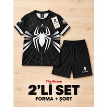 The Raven Örümcek Adam Temalı Siyah Çocuk Futbol Forması 2'li Set Forma Şort
