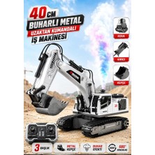 Farbu Oyuncak Metal Başlıklı Buharlı 1:18 Ölçekli Uzaktan Kumandalı 10 Fonksiyonlu 2.4 Ghz Oyuncak Ekskavatör Beyaz