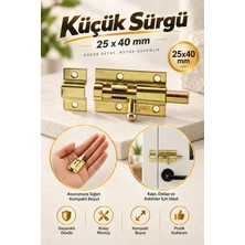 Nzb Küçük Mavzer Sürgü Sürgülü Dolap Sürgüsü Kilit 25X40 mm Kapı Pencere Emniyet Kilidi Metal Prinç Sarı