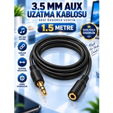 3.5 mm Aux Ses Uzatma Kablosu Erkek - Dişi Stereo Jack Kulaklık Hoparlör Uzatma Kablosu 1.5 Metre