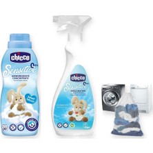 Chicco Bebek Çamaşır Bakım Seti 3 Parça: Yumuşatıcı + Leke Çıkarıcı + Sema Baby Çamaşır Torbası