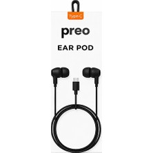 Preo Ear Pod Type-C Kulakiçi Silikonlu Kulaklık Siyah