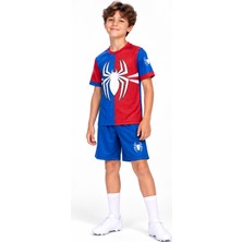 The Raven Örümcek Adam Temalı Mavi Kırmızı Siyah Çocuk Futbol Forması 3'lü Set Forma Şort Çorap
