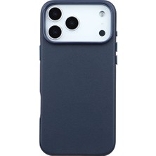 Casen iPhone 18 Pro Max Vegan Deri Gizli Magsafe Kılıf Lacivert Renk Premium Kamera Koruma Darbe Emici