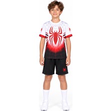 The Raven Örümcek Adam Temalı Siyah Beyaz Siyah Çocuk Futbol Forması 2'li Set Forma Şort