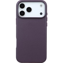 Casen iPhone 18 Pro Max Vegan Deri Gizli Magsafe Kılıf Mor Renk Premium Kamera Koruma Darbe Emici