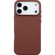 Casen iPhone 18 Pro Max Vegan Deri Gizli Magsafe Kılıf Kahverengi Premium Kamera Koruma Darbe Emici