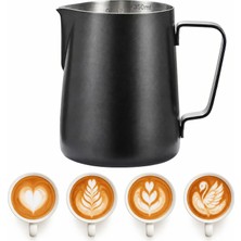 Chavin 304 Çelik 350 ml Siyah Kahve Süt Köpürtme Potu Sütlük Pitcher