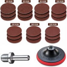Titex Cırt Zımpara Seti 115 mm | 23 Parça | 40-60-80-100-150-180-220 Kum | Zımpara Tabanı + Matkap Aparatı