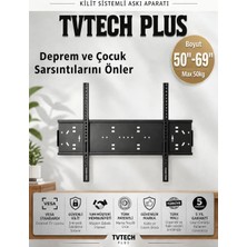 Tvtechplus Tv Duvar Askı Aparatı I 50"- 69" inç/127cm-165cm I Max 50kg/110LBS I Depreme Karşı-Çocuk Kilitli I Kavisli/Curved I Tüm Markalarla Evrensel Uyumlu I Mini Terazi